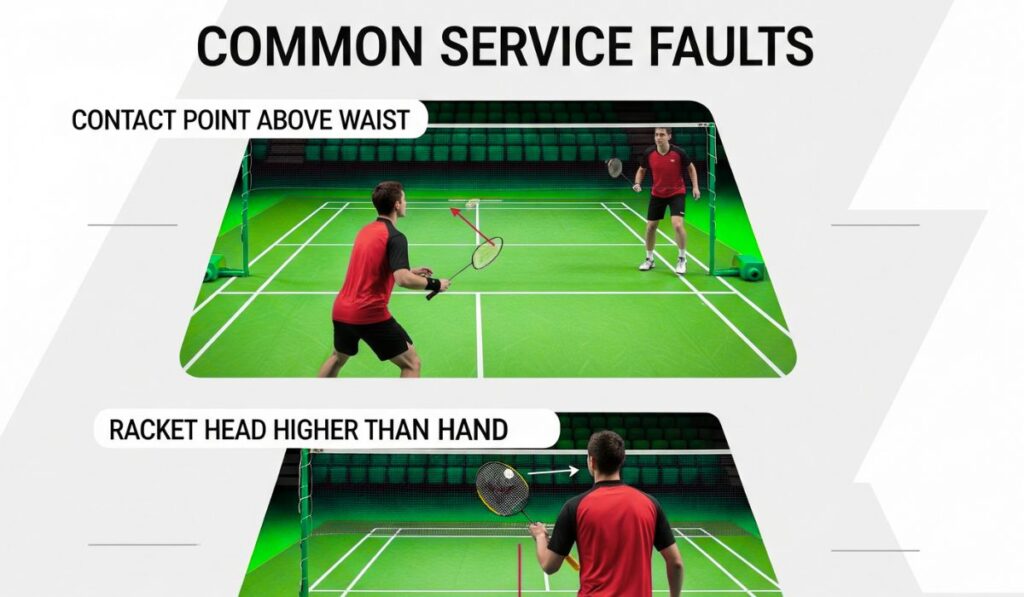 badminton service faults