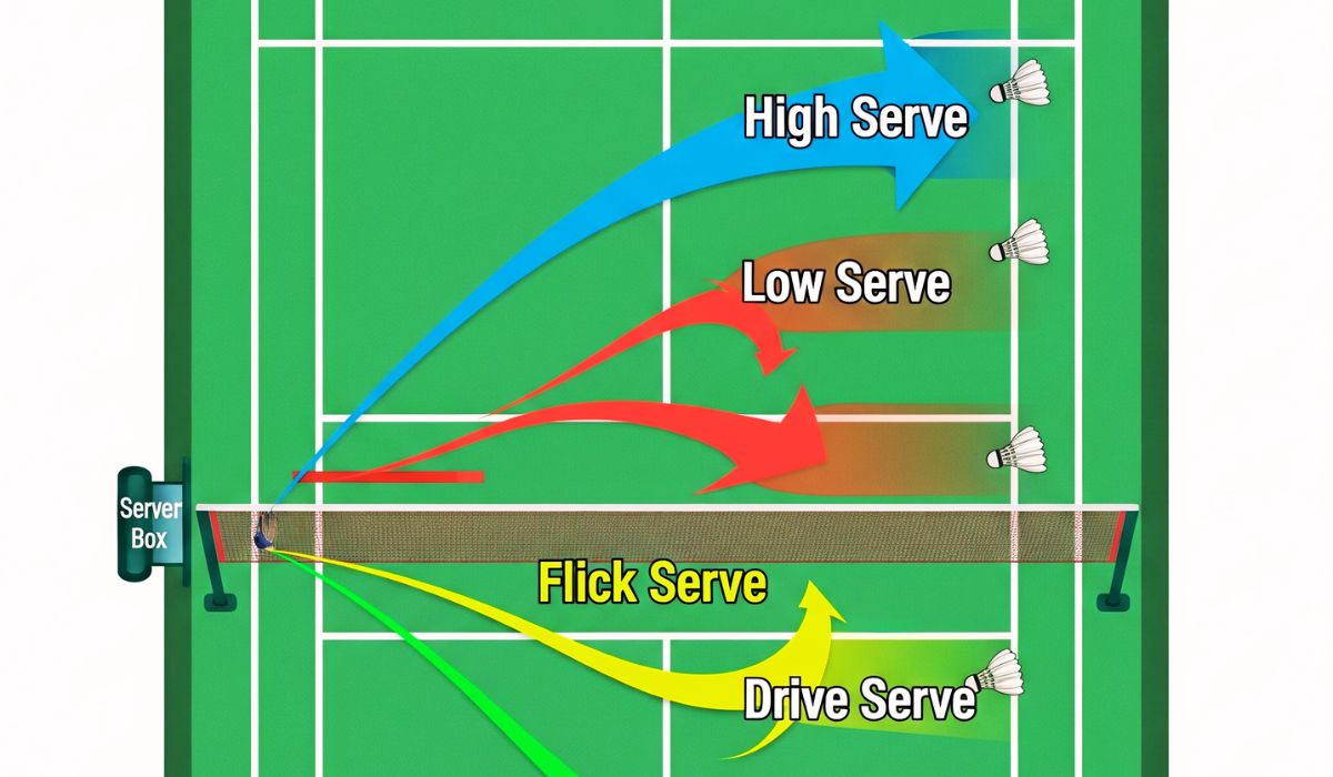 4 types of serve in badminton