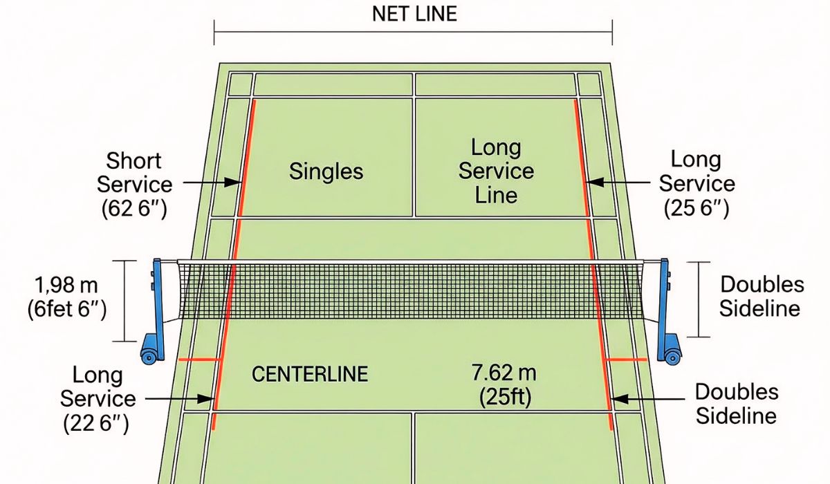 badminton court with label